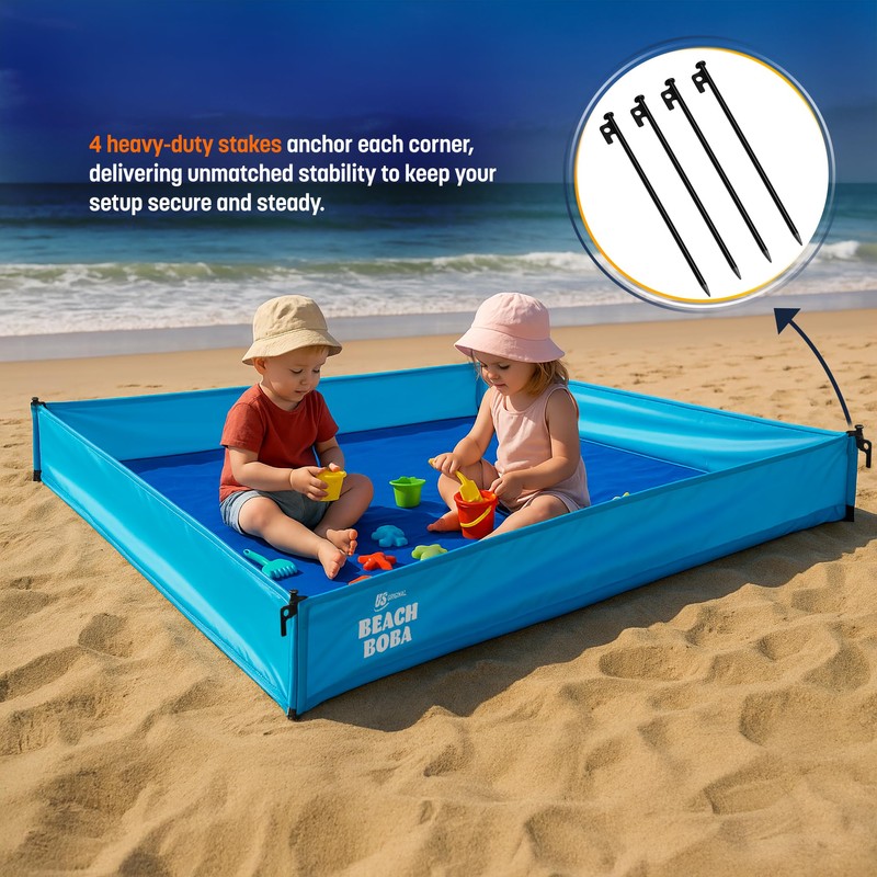 BeachBoba Sandproof Beach Blanket - Outdoor Playpen Sheet with Side