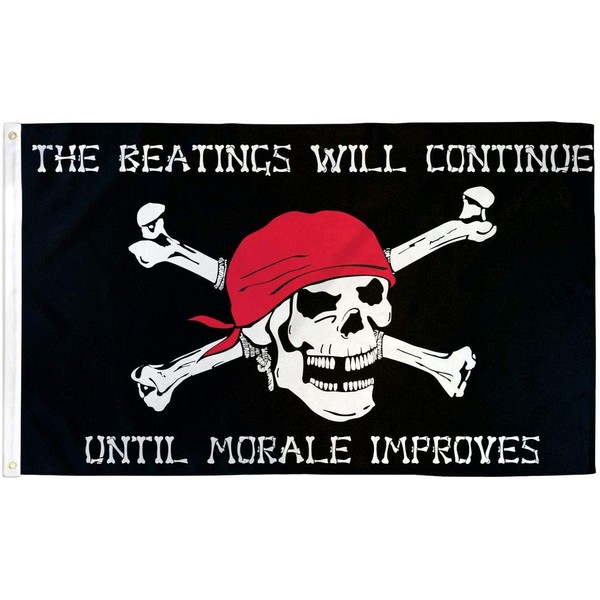 Home and Holiday Flags Pirate Flag 3x5 Beatings Will Continue Until Morale Improves Jolly Roger Ship