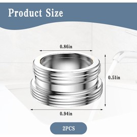 Pack of 2 Tap Adapters, M24 to M22 Male Thread Adapter Tap Silver, Metal Tap Adapter with Black Rubber Ring, for Kitchen Taps, Water Saving, Water Filter, Hoses