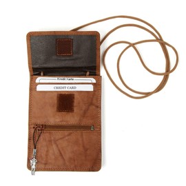 Leather Chest Bag Shoulder Bag Purse Security Wallet, tan, Classic