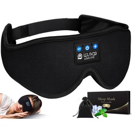 LOVE EYE Sleep Headphones, Bluetooth Eye Mask, Sleeping Mask Made of 6A Ice Silk, Ultra Soft, Comfortable, Washable, Perfect for Side Sleepers, Office, Travel, Birthday Gift for Men and Women