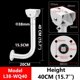 40cm/15'' Aluminum Alloy Security Camera Parapet Wall Mount Bracket - L-Shaped Duckbill Design for Infrared Beam Sensor, Network Bridge & Surveillance System