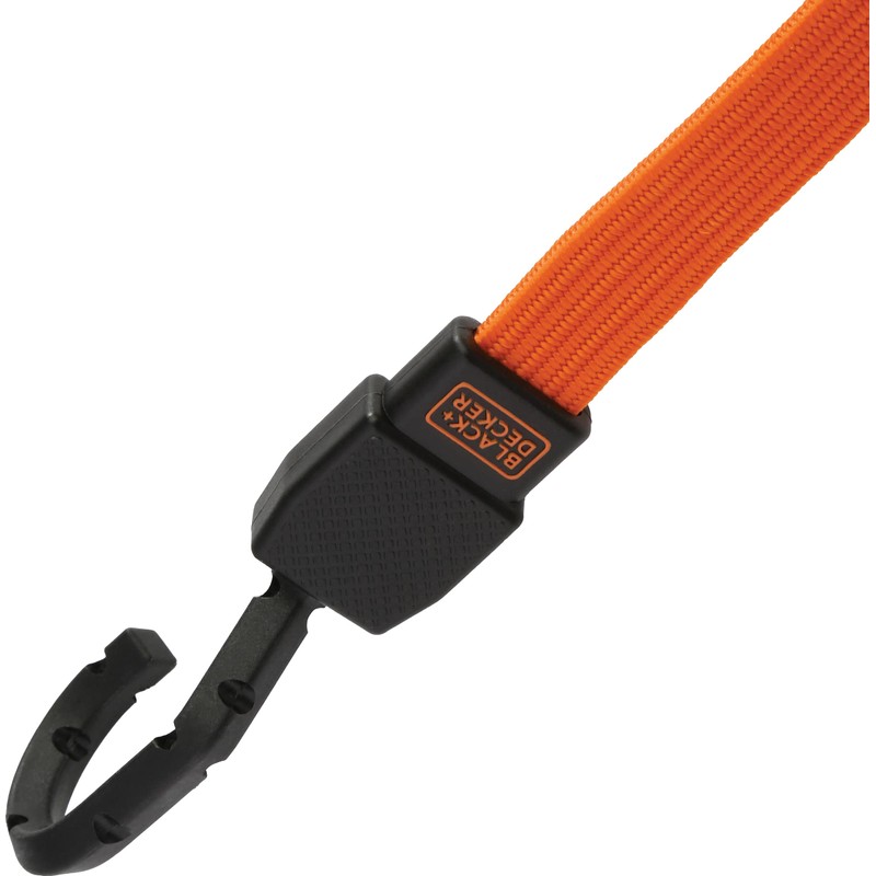 BLACK+DECKER BDX1012 Black/Orange 48" Flat Bungee Cord Straps, 2 Pack