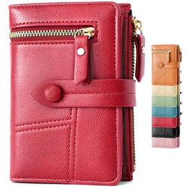 Lakpopya Women's Purse, 14 x 10 cm, Purse with Multiple Compartments, PU Leather with Coin Compartment, red, Casual