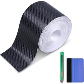 Lypumso 3D Carbon Fiber Vinyl Tape with Tools Kits, 2in x 30ft Black Chrome Delete Vinyl Wrap for Blackout Car Door Edge Guard Door Sill Window Trim Protector 5cm x 900cm