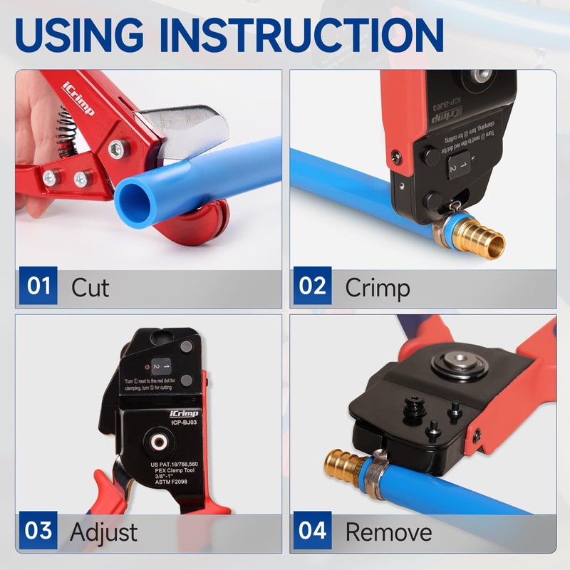 iCrimp One-Hand PEX Pipe Cinch Tool meets ASTM F2098 Standard
