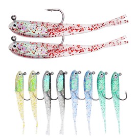 10 Pcs Pre-Rigged Jig Head Soft Fishing Lures kit, Flexible X-Tail Soft Plastic Swimbaits Special Tail Fishing Bait for Bass Trout Fishing for Freshwater Saltwater