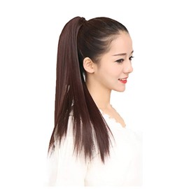 YJINCO YJWM014-lbrn Ponytail Extensions Straight Long Point Wigs Extensions Hair Clip Extensions Heat Resistant 180 Degrees