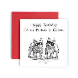 Huxters Birthday Cards for Her - Partner in Crime Gifts for Women Friends - Best Friend Birthday Cards for her Women - Sweet sentiments quote - Funny Birthday cards for mum sister auntie - 148mm