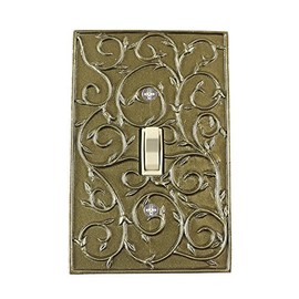 Meriville French Scroll 1 Toggle Wallplate, Single Switch Electrical Cover Plate, Weathered White