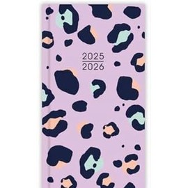 Premium Slim Hardback Academic Diary 2024-2025 WTV Paper Week to View Mid Year Slimline Hardback Fashion Cover Diary, Planner (Leopard Print)