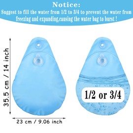 16 Pack Pool Cover Weights with Hooks, Above Ground Pool Cover Weights, Leakproof Swimming Pool Cover Hanging Bag Heavy Duty PVC Pool Water Bags, Antifreezing Winter Pool Cover Weights (Light Blue)