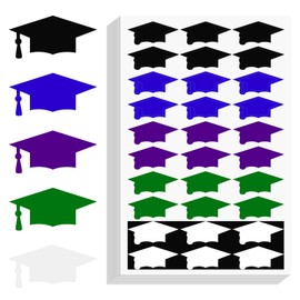 Anwyll Graduation Cap Stickers 2025 - Graduation Hat Stickers Self-Adhesive Graduations Envelope Seal Sticker 420Pcs Congrats Grad Cap Sticker Class of 2025 for Senior College Grad Party Favor(5Color)