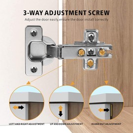 Furniware 2 Pcs Slide-on 35mm Kitchen Cabinet Wardrobe Door Hinge,110 Degree Self Close Full Overlay Standard Hinge-Nickel Plated