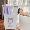 Laundry Basket on Wheels, 3 Section Detachable Laundry Hamper with