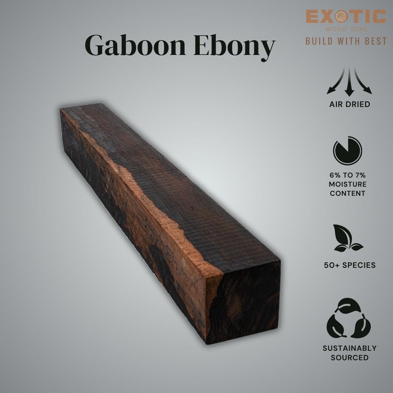 Gaboon Ebony Turning Blanks 1 x 1 x 18"