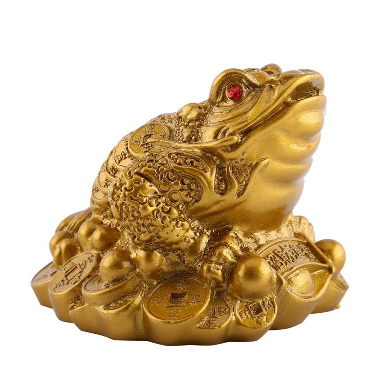 Frog Lucky Charm Frog Feng Shui Gold Plated Resin Frog