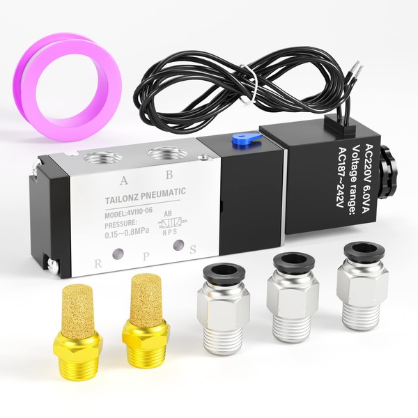 TAILONZ PNEUMATIC 1/8"NPT Solenoid Valve 4V110-06 12V/24V/110V/220V Single Coil Pilot-Operated