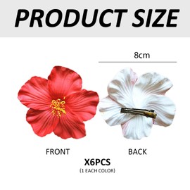 6 Pieces Plumeria Flower Hairpins, Hawaiian Flower Hairpins, Artificial Flower Headdress, Side Clips, Decorative Bangs Clips, Beach Vacation Headwear
