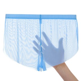 JINSHI - Boxers de malla transparente para hombre, ropa interior de seda transparente, pantalones cortos holgados con abertura lateral, azul,, 3X-Large