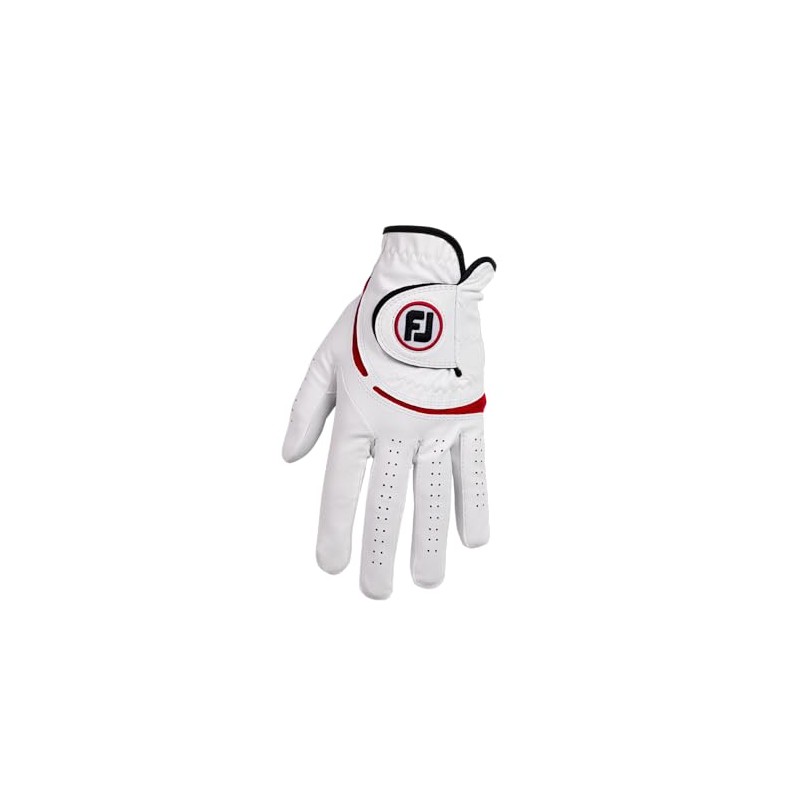 FootJoy WeatherSof Men's Golf Glove, White/Red, White/Red