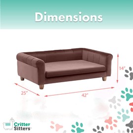 Critter Sitters 42-in. Elegant Faux-Velvet Rectangle Pet Bed for Medium and Large Dogs, Brown