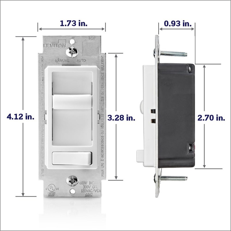 Leviton SureSlide Ceiling Fan Wall Switch, Quiet 3-Speed Fan Control,