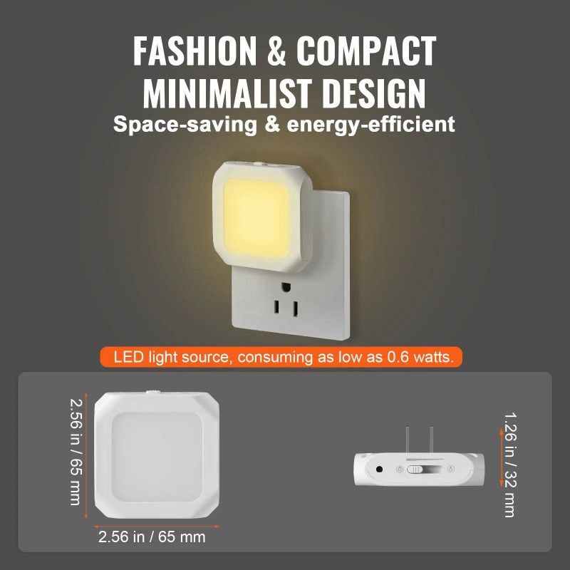 Led Night Light 0.6W 3000K Soft White Dusk To Dawn