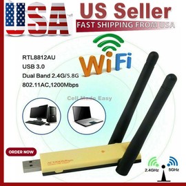 LinkStyle USB 3.0 1200Mbps Long Range AC1200 Dual Band 5GHz Wireless WiFi Adapter Antennas