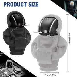 Juxtaposia Pack of 2 gear knob hoodie, gear lever hoodie can be used as car interior, gear knob cover fits most gear shift and automatic vehicles (black, grey)