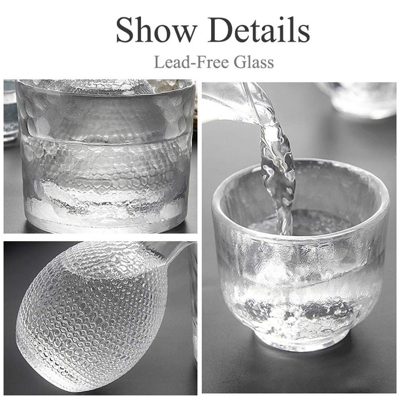 WINAKUI Glass Sake Sets with Warmer, Japanese-style Sake Pot Decanter
