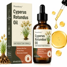 Peunitory 100% Pure Cyperus Rotundus Oil for Hair Removal, Natural Hair Growth Inhibitor for Face & Body, Helps Reduce Regrowth, Ingrown Hair, Razor Bumps & Strawberry Legs, Vegan, 2 Fl Oz