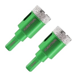 Porcelain Tile Diamond Drill Bits - KURSTOL 2pcs 1"/25mm Dry Granite Hole Saw Kit for Ceramic Marble Stone,Diamond Core Drill Bit Kit Hex Shank Fixed on Drills