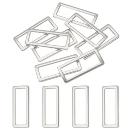 sourcing map 8pcs Metal Flat Rectangle Ring, 50mm(2inch) Metal Rectangular Buckle Rings Square Strap Webbing Loop for Bag Belt Purse DIY Craft, Silver