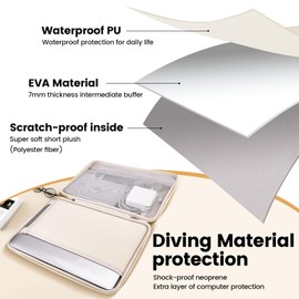 Aucase Waterproof EVA + PU Laptop Case 13-14 Inch for Macbook Pro 14 inch, Shock-Absorbing Neoprene Compartment & Zippered Mesh Pocket, Durable Protection Computer Briefcase for Travel & Business