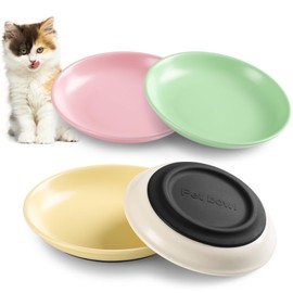 Kitwinney Ceramic Cat Bowls, Nonslip Cat Bowl Set with Silicone Base, Whisker Friendly Cat Dishes for Food and Water, 4 Pack Cute Cat Plates for Feeding Indoor Cats, Kitten, Small Dogs