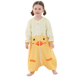 COOKY.D Long Sleeve Baby Sleeping Bags with Feet Boys Girls Cartoon Sleep Sack,Duck 1-3 Years