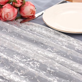 LOMOHOO Sheer Silver Table Runner Metallic Silver Romantic Runners Wedding Glitter Table Runners 27.5 x 118 Inches Gauze Boho Table Cover Bridal Baby Shower Birthday Party Table Decoration (Silver, 3)