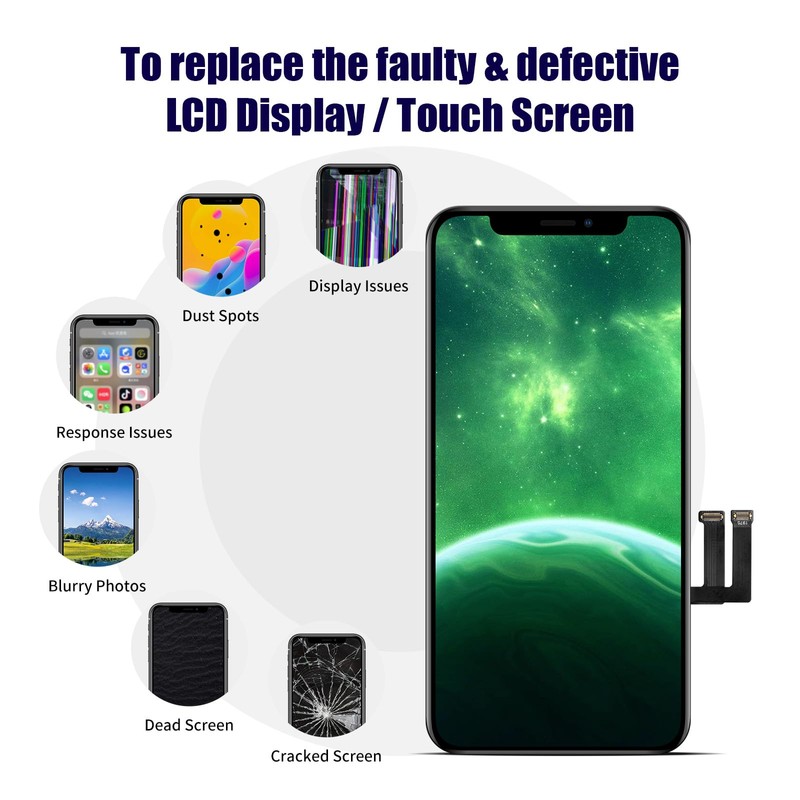 for iPhone XR Screen Replacement 6.1 Inch Black, MrR.OMW 3D