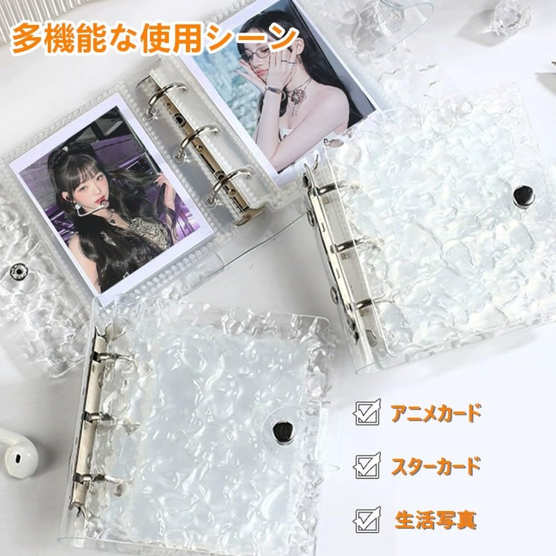 Girls Sticker Notebook, Removable, Transparent, Mini Binder, 3 Holes, Button