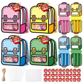 FoszaSzept Back to School 3D Cartoon Candy Bags, 36Pcs Cartoon Standable Candy Holder Crafts, Snack Storage Party Favor Packaging for Classroom Party Teacher Student(Backpack)