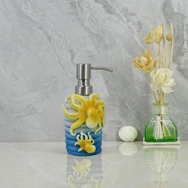 YHHRESINKING Resin Octopus Mother and Baby Soap Dispenser, Beach Bathroom