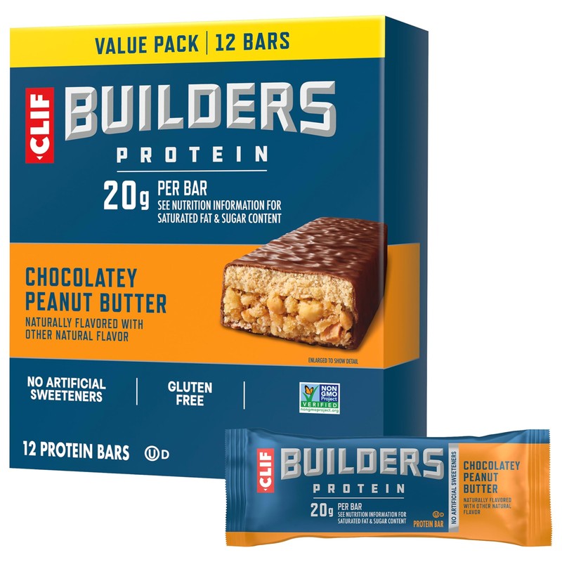 CLIF BUILDERS Protein Bars - Chocolate Peanut Butter Flavor -