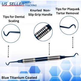 HTI Titanium Coated Montana Jack Blue Scaler Calculus Remover Dental Sickle Scalers