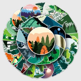 Bric Dodo Pack of 50 Forest Stickers Car Laptop Phone Guitar Skateboard Motorcycle Bicycle Forest Stickers Set Vinyl Waterproof Aesthetic Stickers for Teenagers Children Adults