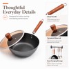 10.2-Inch Carbon Steel Wok Frying Pan with Lid, Flat Bottom