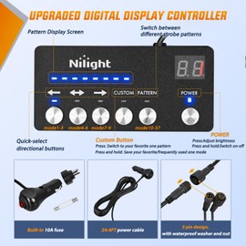 Nilight 49 Inch Emergency Strobe Light Strips with Controller Amber White