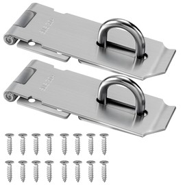 Bohaner 2 Sets Heavy Duty Stainless Steel Padlock Hasp and Staple Shed Lock Latch 4 Inch Padlock Hinge Latch Shed Lock Hasp for Internal Door Outdoor Sheds Window Cabinet