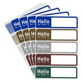 Hylabelest 50 Pcs Hello My Name is Stickers, Black Name Tags for Office, Meeting, School, Teachers and Mailing 1×3.5 Inch, 5 Labels Per Sheet (10 Sheets)