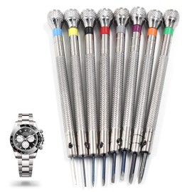 PHITUODA 8 pieces 0.6-2.0mm Professional Precision Micro Flat Head Screwdriver Set for Glasses Watches Jewelers Electronics Repair